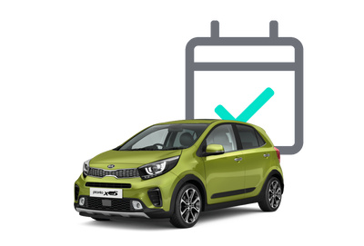 Car with calendar icon above it