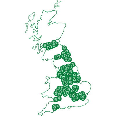 Map of dealerships in UK