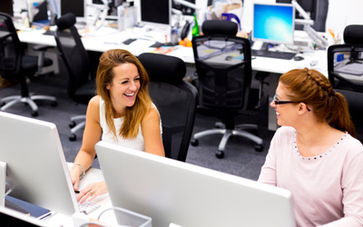 two females in office