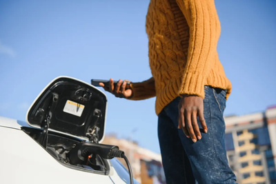 Male charging his car