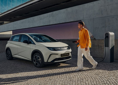 EV car parked and charging