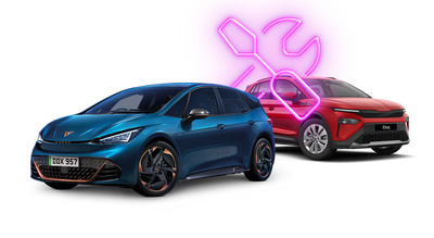 Electric vehicles imagery with a maintenance icon
