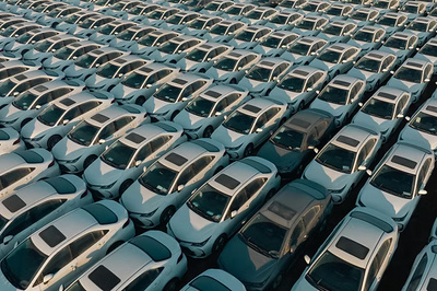 Large fleet of prepped new car awaiting collection