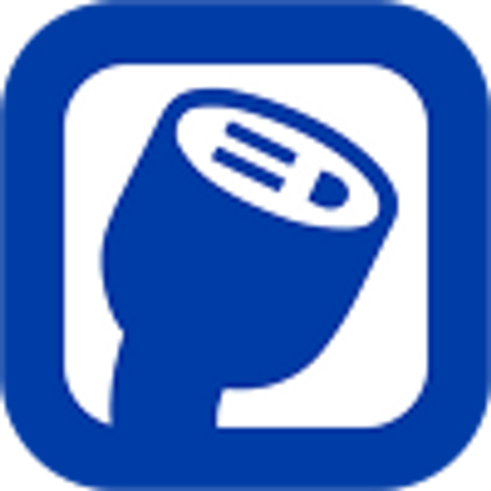 Icon of a car gear shift knob in white on a blue square background, symbolising manual transmission vehicles, relevant to used cars and new cars.