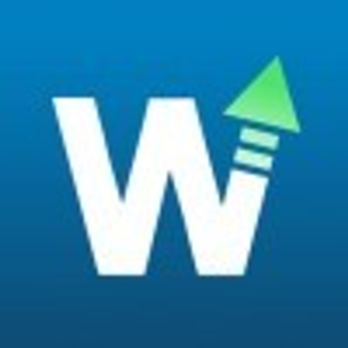 Logo with white letter W and an upward green arrow on a blue background, representing growth or progress, commonly associated with car sales including used cars and new cars.